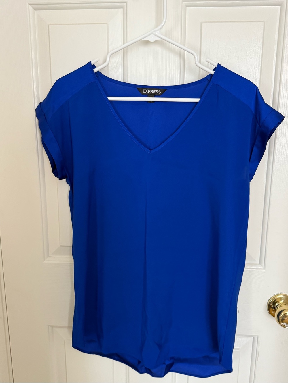 Express Women’s V-Neck Blouse in Cobalt Blue